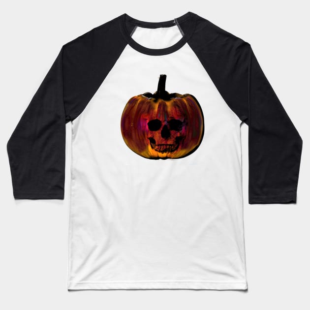 Pumpkin Skeleton Baseball T-Shirt by MrDelta